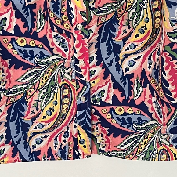 Talbots Multicolored 100% Cotton Button-up Shirt Floral Leaf Paisley Size Small - Picture 3 of 13